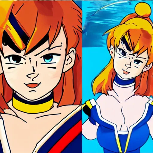 Image similar to emma stone in the style of sailor dbz