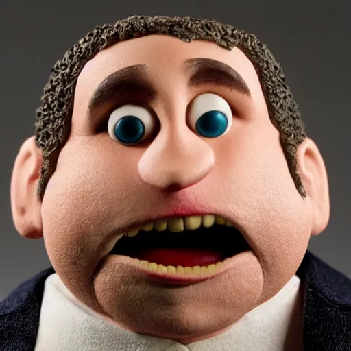 Image similar to a claymation figure of jonah hill, designed by tim burton, studio photography