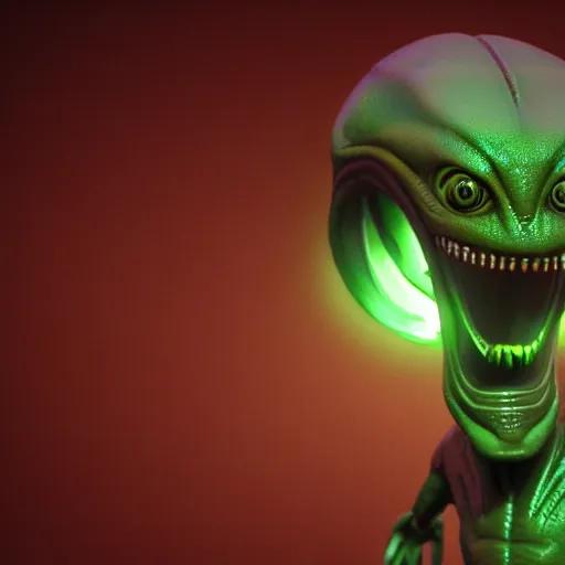 Image similar to alien action figure, octane render, highly detailed, intricate, ue 5, stage lighting, green lighting