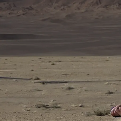 Image similar to mike ehrmantraut meditating in the desert