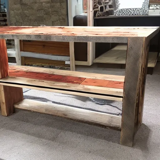 Prompt: furniture made from reclaimed wood