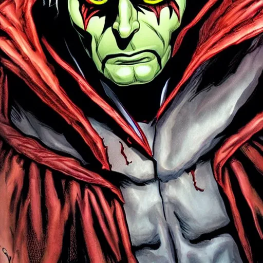 Prompt: David Tennant as spawn, comic cover art, illustration by  Greg Capullo