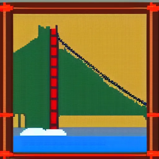 Prompt: pixel art of san francisco golden gate bridge