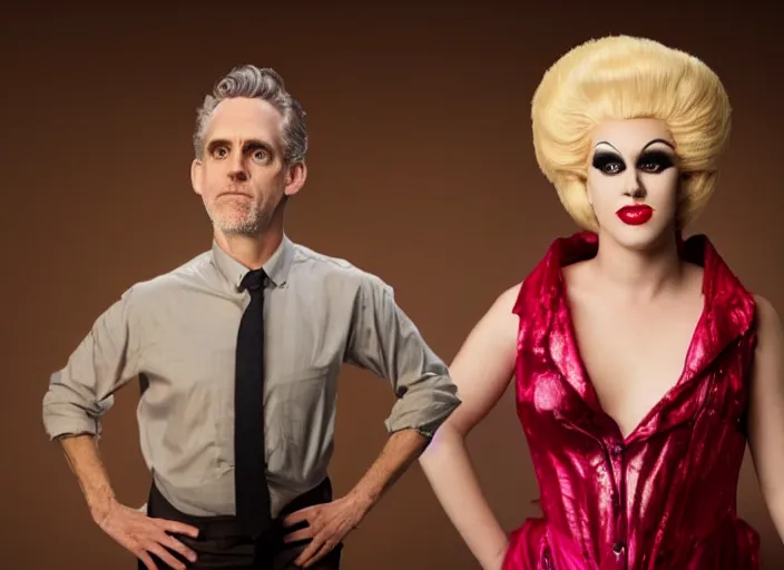 Prompt: photo still of!!!! jordan peterson!!!! dressed as a woman dressed as a woman drag, 8 k, studio lighting