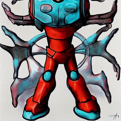 Prompt: megaman as a dark souls boss by louise bourgeois