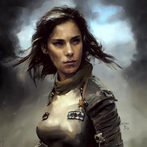 Image similar to portrait of a spanish heroine maria pita, colourised, face portrait, epic, tragic, military art, fantasy, dieselpunk, hd shot, digital portrait, beautiful, artstation, comic style, by artgerm, guy denning, jakub rozalski, magali villeneuve and charlie bowater