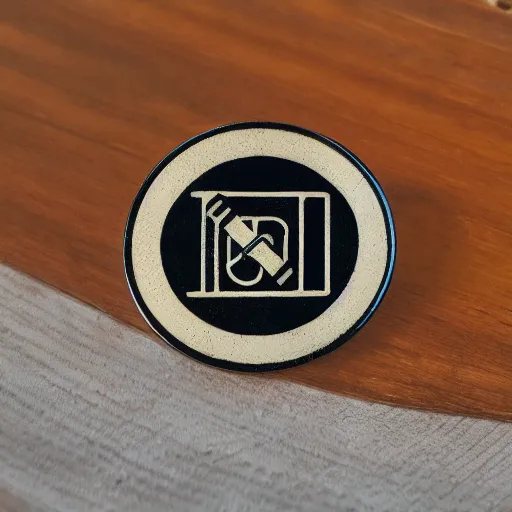 Image similar to a photo of a retro 1 9 7 0 s minimalistic clean fire warning label enamel pin, beautiful cinematic light, behance