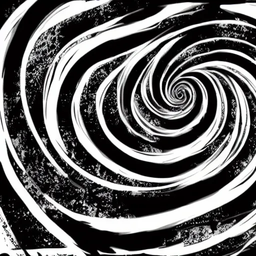 Image similar to black and white illustration creative design, spiral galaxy