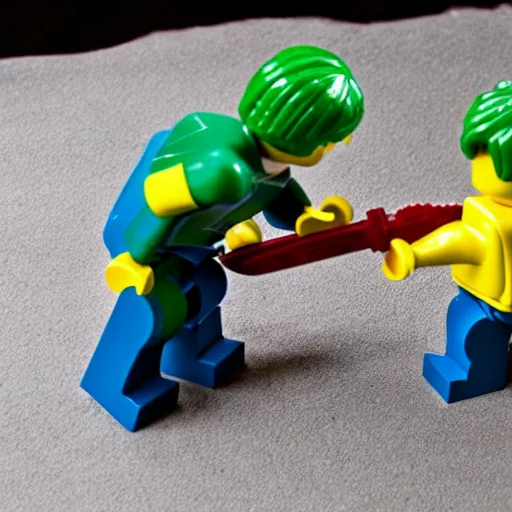 Image similar to lego figures stabbing eachother