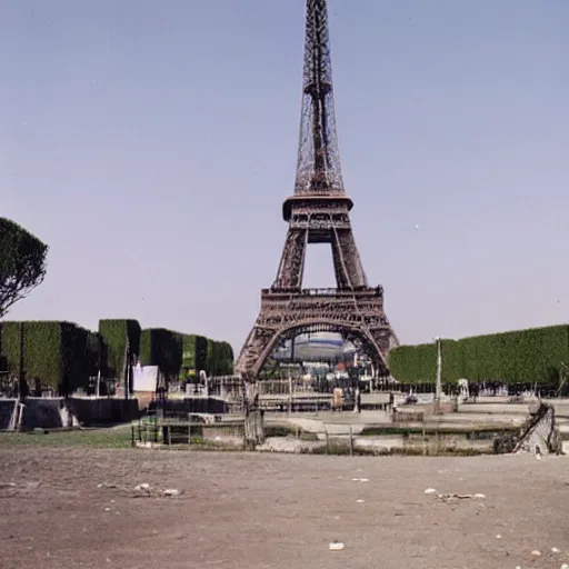 Prompt: a demolished and ruined eiffel tower