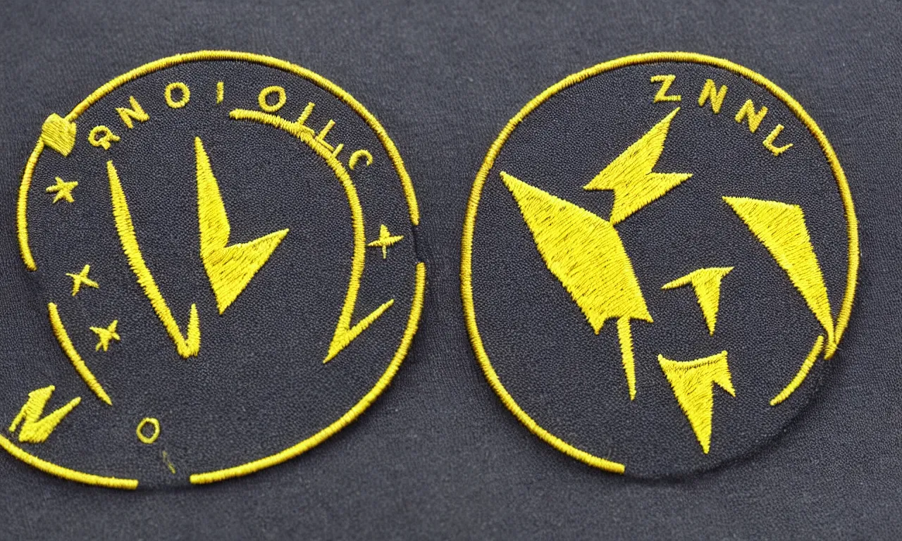 Image similar to a gorilla climbs a radio tower. yellow lightning bolts. round, circular embroidered us radar corps patch 8 k /