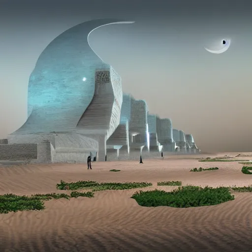 Prompt: utopian oriental city in the future, diriyah style, conceptual art rendering, matt finish