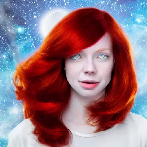 Prompt: a redhair in space