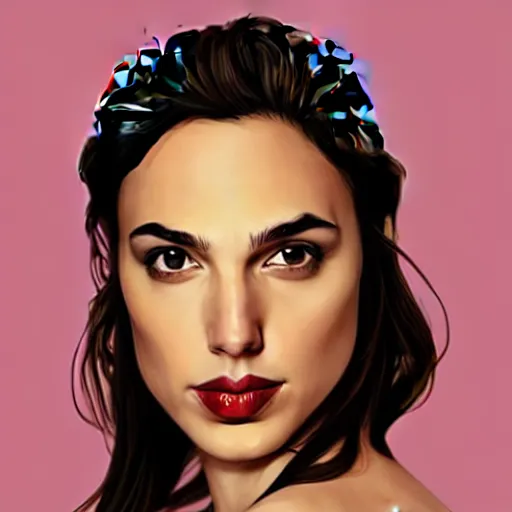 Prompt: illustration of the beauty gal gadot, done by john reuss