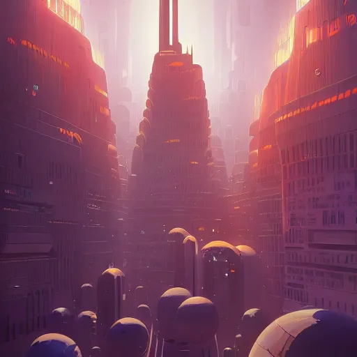 Image similar to futuristic city, illustration by petros afshar and christopher balaskas and marius borgeaud and kiliain eng, global illumination, ambient occlusion, 3 0 mm, well proportioned, highly detailed, rule of thirds, motion blur