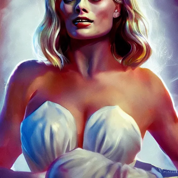 Image similar to Margot Robbie goddess of love, ultra realistic, 8K resolution, detailed, Artstation, epic