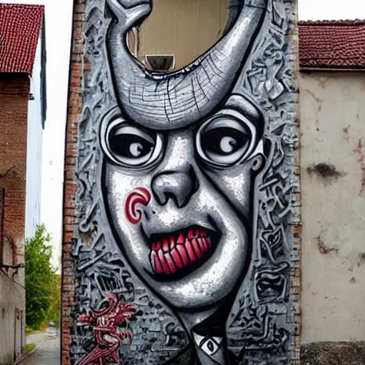 Image similar to transylvanian folk art, in the style of graffiti, made by phlegm