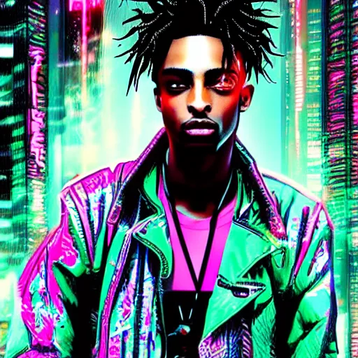 Image similar to playboi carti in cyberpunk style digital art 4 k the detailed super realistic