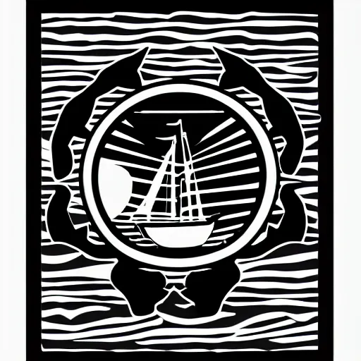 Prompt: black and white silhouette of a pirate ship digital art, clean line art