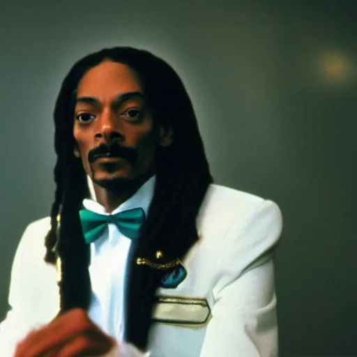 Image similar to a 1980s film still of Snoop Dogg dressed as Michael Jackson, 40mm lens, shallow depth of field, split lighting