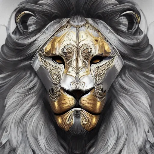 Image similar to Very very very very highly detailed epic photo of face with lion venetian mask, intricate, dystopian, sci-fi, extremely detailed, digital painting, artstation, concept art, smooth, sharp focus, illustration, intimidating lighting, incredible art by Artgerm and Vincent di Fate