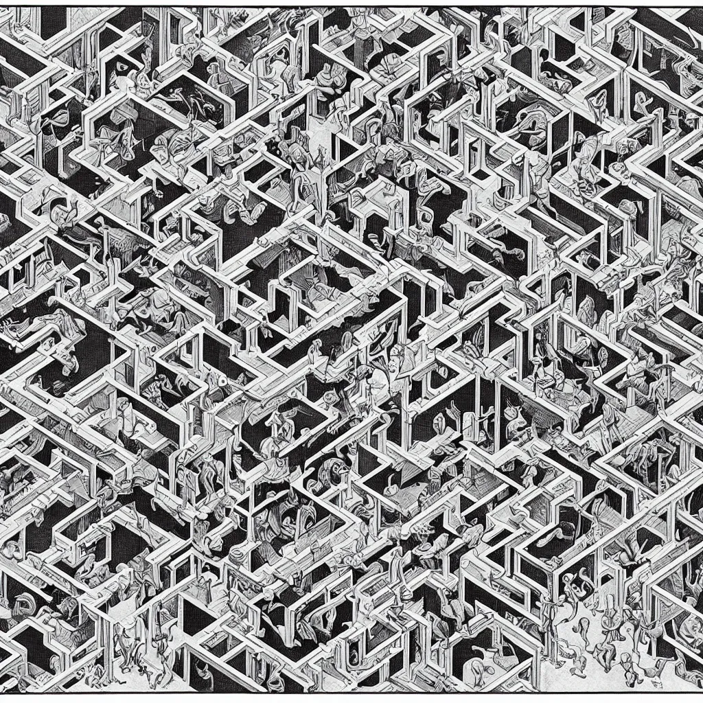 Image similar to the internet, drawn by m. c. escher