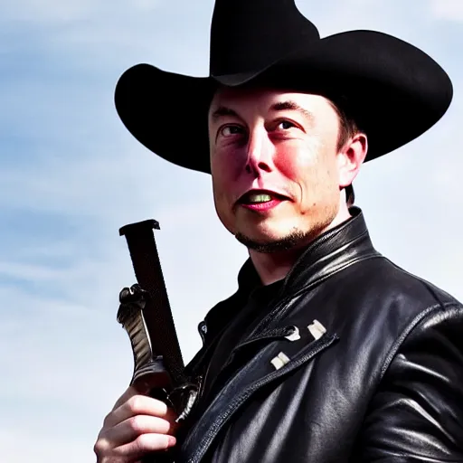 Prompt: photo of elon musk in the shape of a musketeer, he has a big black hat and holds a shiny sword