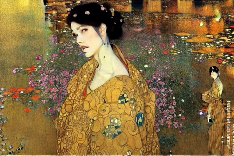 Image similar to kyoto, painting by gaston bussiere, yoji shinkawa, gustav klimt