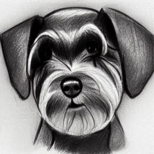 Image similar to milt kahl pencil sketch of happy mini schnauzer