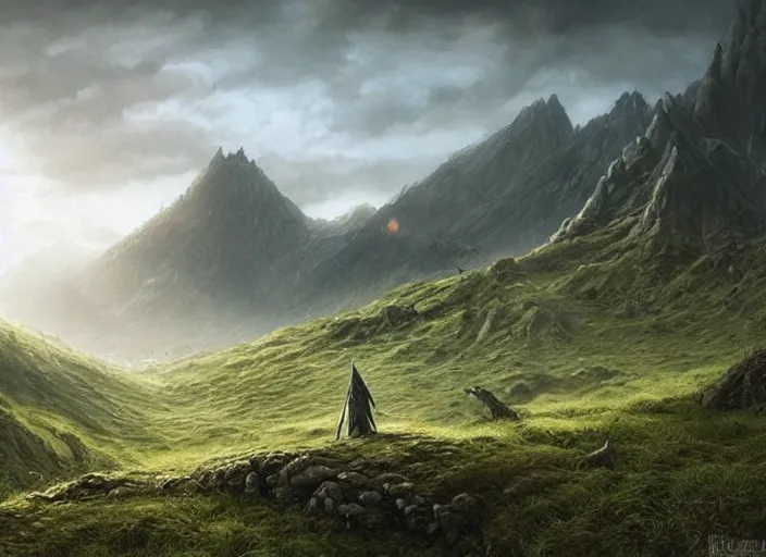Image similar to nazgul in the shire scenery landscape, lord of the rings, highly detailed, perfect lighting, perfect composition, 4 k, artgerm, derek zabrocki, greg rutkowski