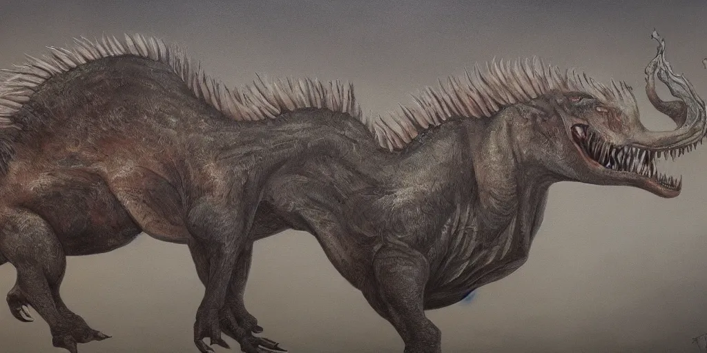 Prompt: detailed painting of an extinct creature