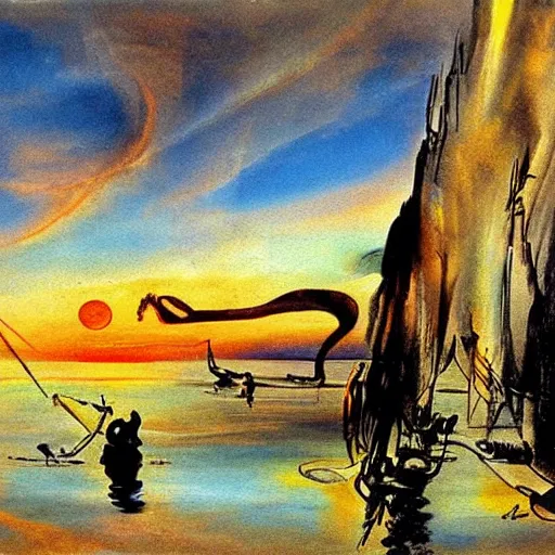 Image similar to dali's painting of sunrise