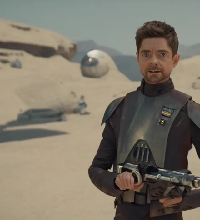 Image similar to topher grace in star wars, movie still frame, hd, remastered, film grain, cinematic lighting