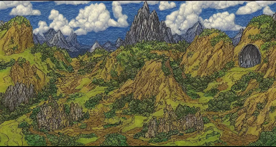 Image similar to Masterfully drawn mspaint art piece of middle-earth by J.R.R. Tolkien . Amazing beautiful incredible wow awe-inspiring fantastic masterpiece gorgeous fascinating glorious great.