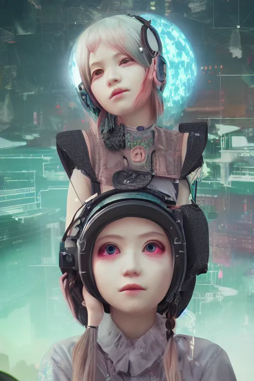 Prompt: solarpunk girl kawaii wearing oculus, ultra realistic, concept art, intricate details, highly detailed, photorealistic, octane render, 8 k