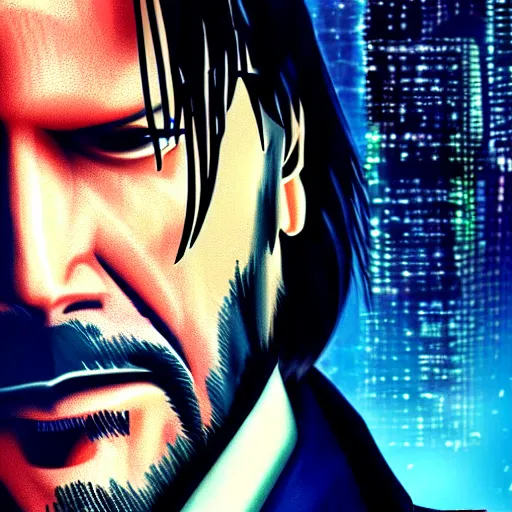 Prompt: john wick, cyberpunk style