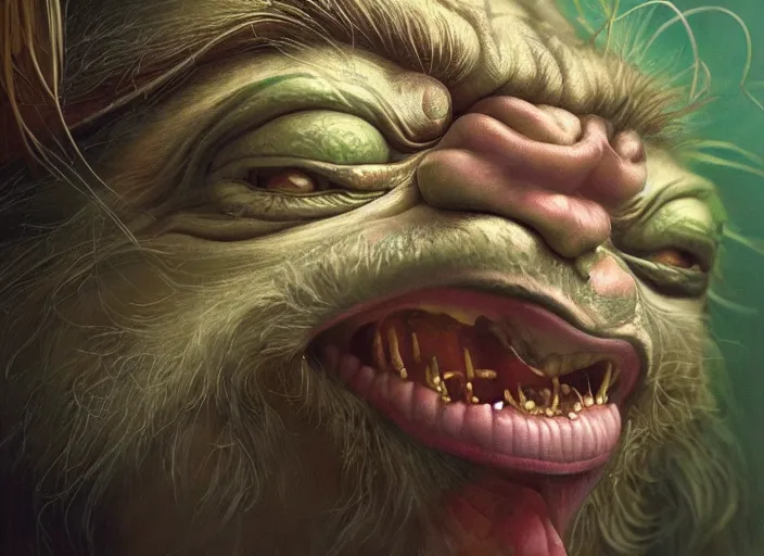 Image similar to a highly detailed portrait of a crazy laughing Yoda on a bad ketamine drug trip, drugs and alcohol littered everywhere, descent into lunacy and madness, dizzy, trippy, artstation, cgsociety, very detailed, intricate, detailed illustration, by artgerm and greg rutkowski and alphonse mucha, sharp, smooth, masterpiece