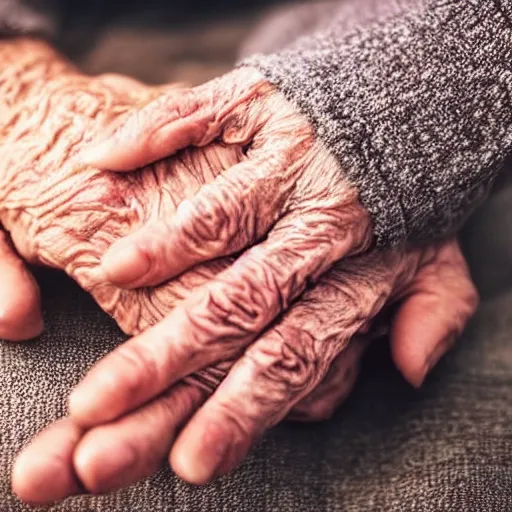 Image similar to highly detailed close up of elderly hands