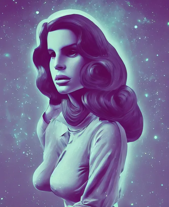 Prompt: lana del rey by dario argento, cosmic horror, abstract, ghostly, arcade, duotone, poltergeist, epic lighting, intricate, elegant, highly detailed, smooth, sharp focus, photo real, ultra realistic, unreal engine 5, raytracing, in the style of beeple and mike winkelmann, ultraviolet colors