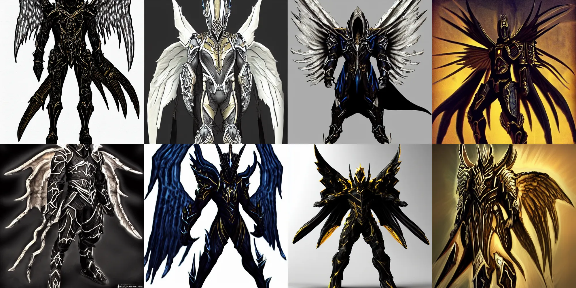 Prompt: angel with black skin descending, in the style of Tyrael from Diablo