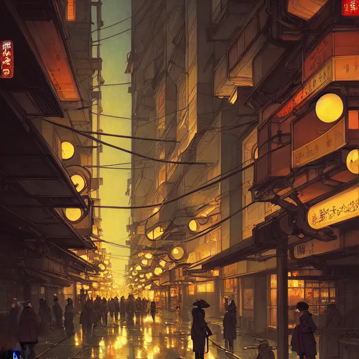 Image similar to empty tokyo at night, winter, in the style of studio ghibli, j. c. leyendecker, greg rutkowski, artem