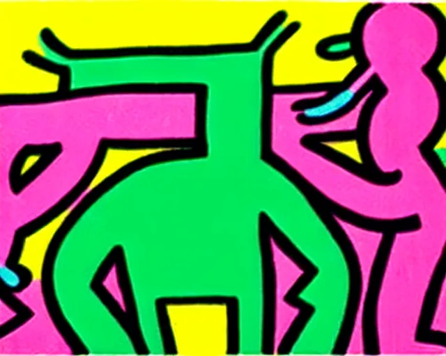 Image similar to artwork by keith haring