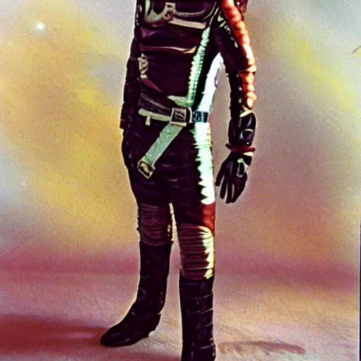 Image similar to davis taylor brown dressed in 1 9 8 1 space fantasy fashion