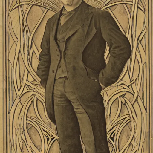 Image similar to a portrait of Henry Zebrowski, Art Nouveau