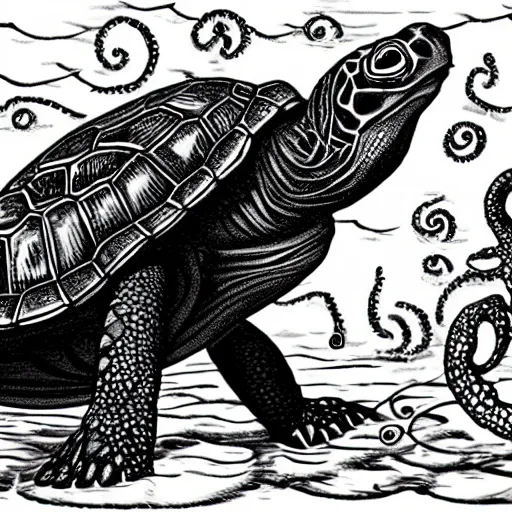 Prompt: A turtle, lovecraftian nightmare