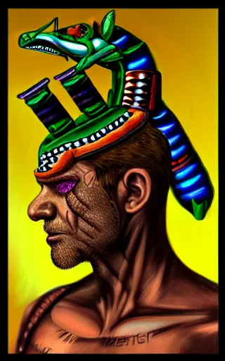 Image similar to a expressive portrait of diesel punk quetzalcoatl on the art of mayan ancient culture artstation award - winning realistic sci