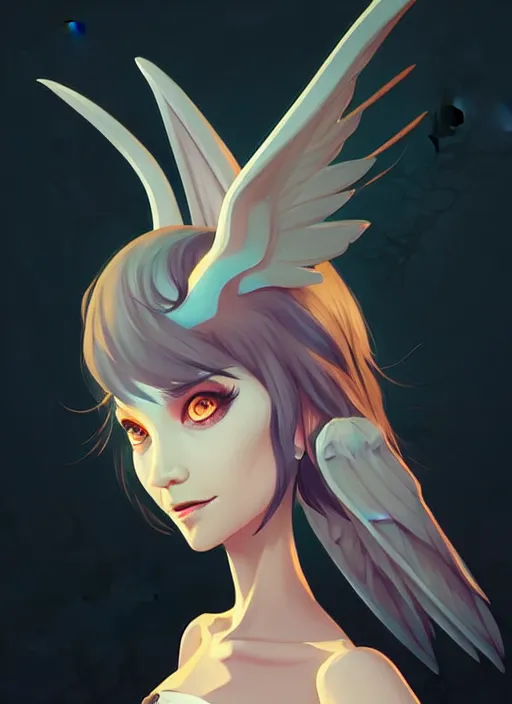 Image similar to harpy. dnd character art portrait. full body. clean cel shaded vector art. shutterstock. behance hd by lois van baarle, artgerm, helen huang, by makoto shinkai and ilya kuvshinov, rossdraws, illustration, art by ilya kuvshinov