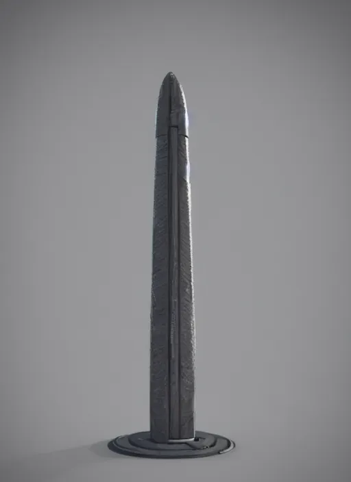 Prompt: highly detailed render of a futuristic metallic stele standing on the road made in unreal engine 4