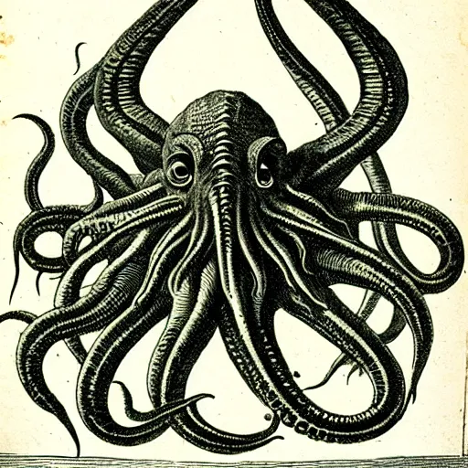 Image similar to an 1 8 0 0 s naturalism book illustration of cthulhu