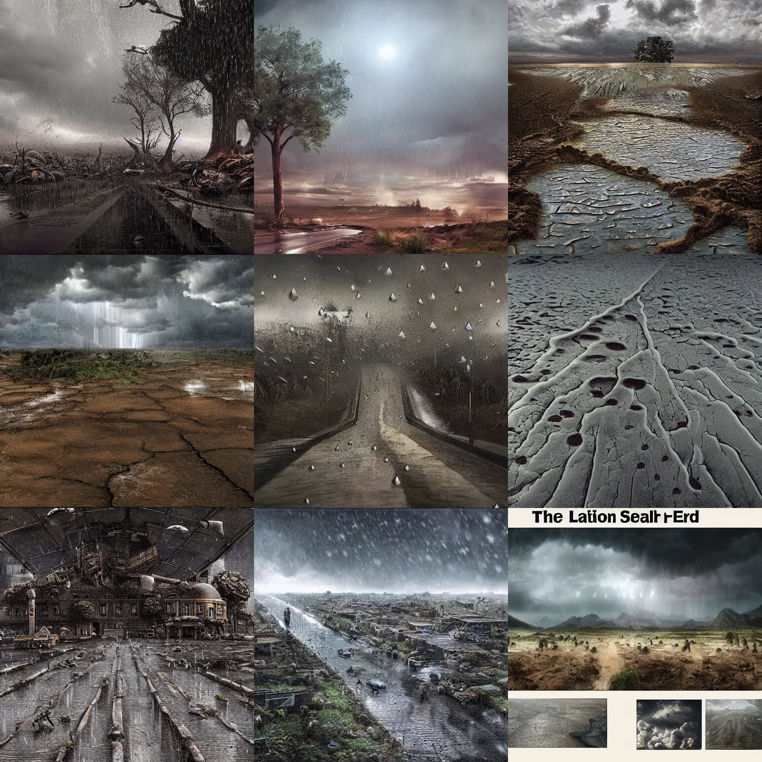 Prompt: The last rain on earth, death, hyper detailed photorealistic